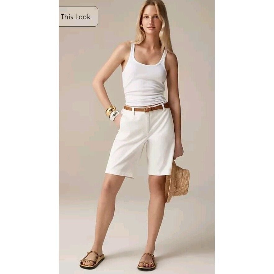 NWT J.Crew Size 2 -10 Bermuda Stretch Chino Short In White H5826