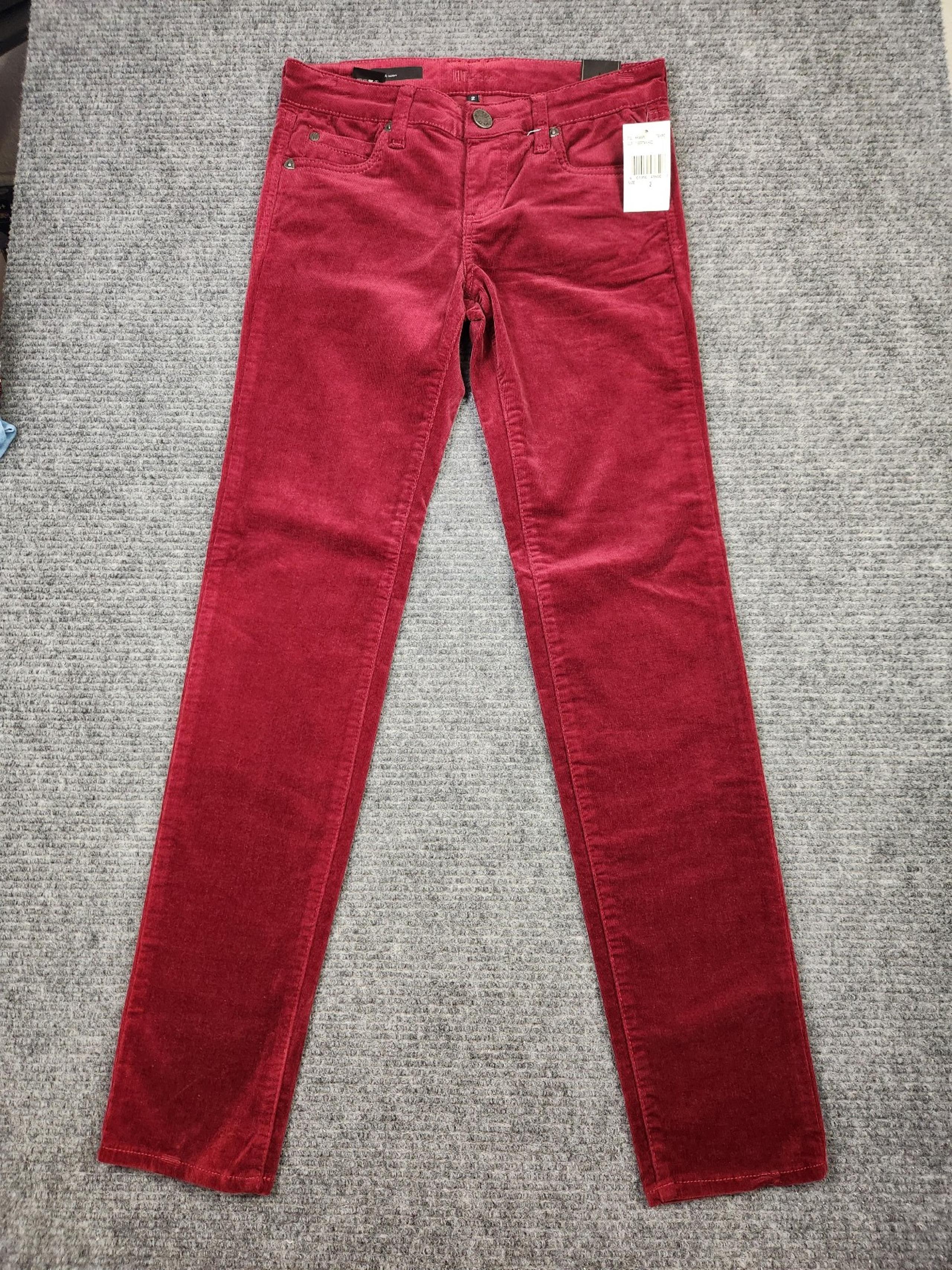 KUT From The Kloth Diana Skinny Corduroy Pants Womens Sz 2 Red NWT
