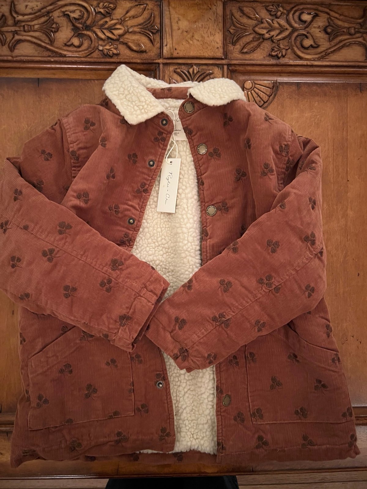 Rylee + Cru Corduroy Fur Collar Jacket