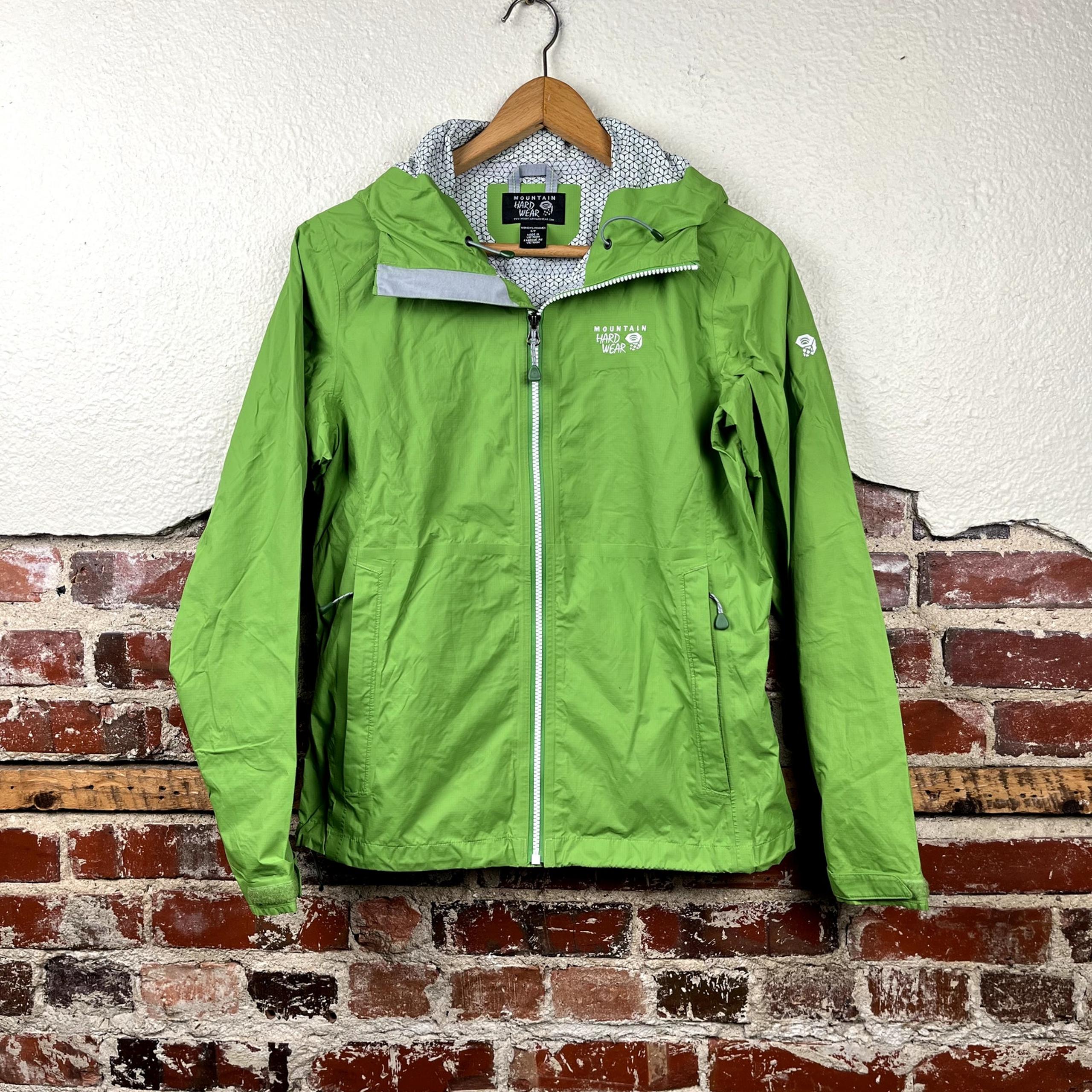 Mountain Hardwear Jacket Small Green Zip Up Lightweight Rain Wind Dry Q Outdoors