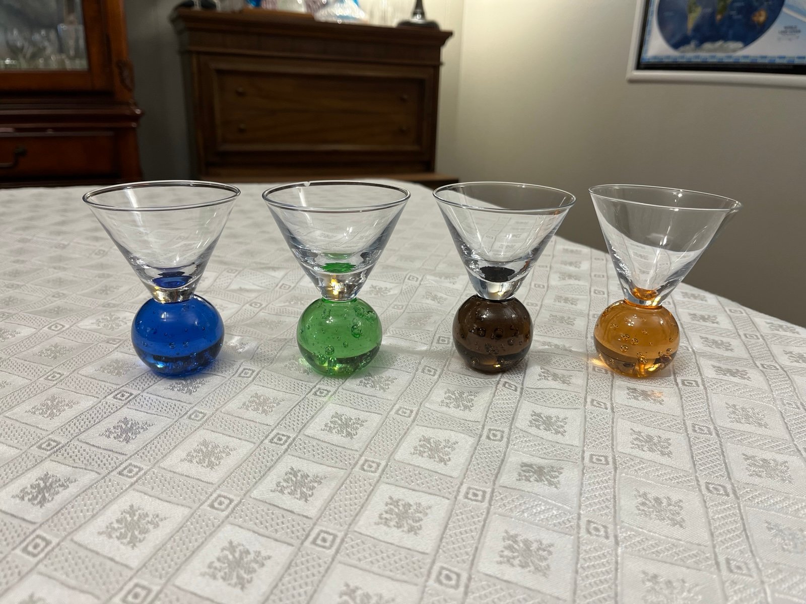 Colored Ball Bubble Glass Martini Glasses - set of 4