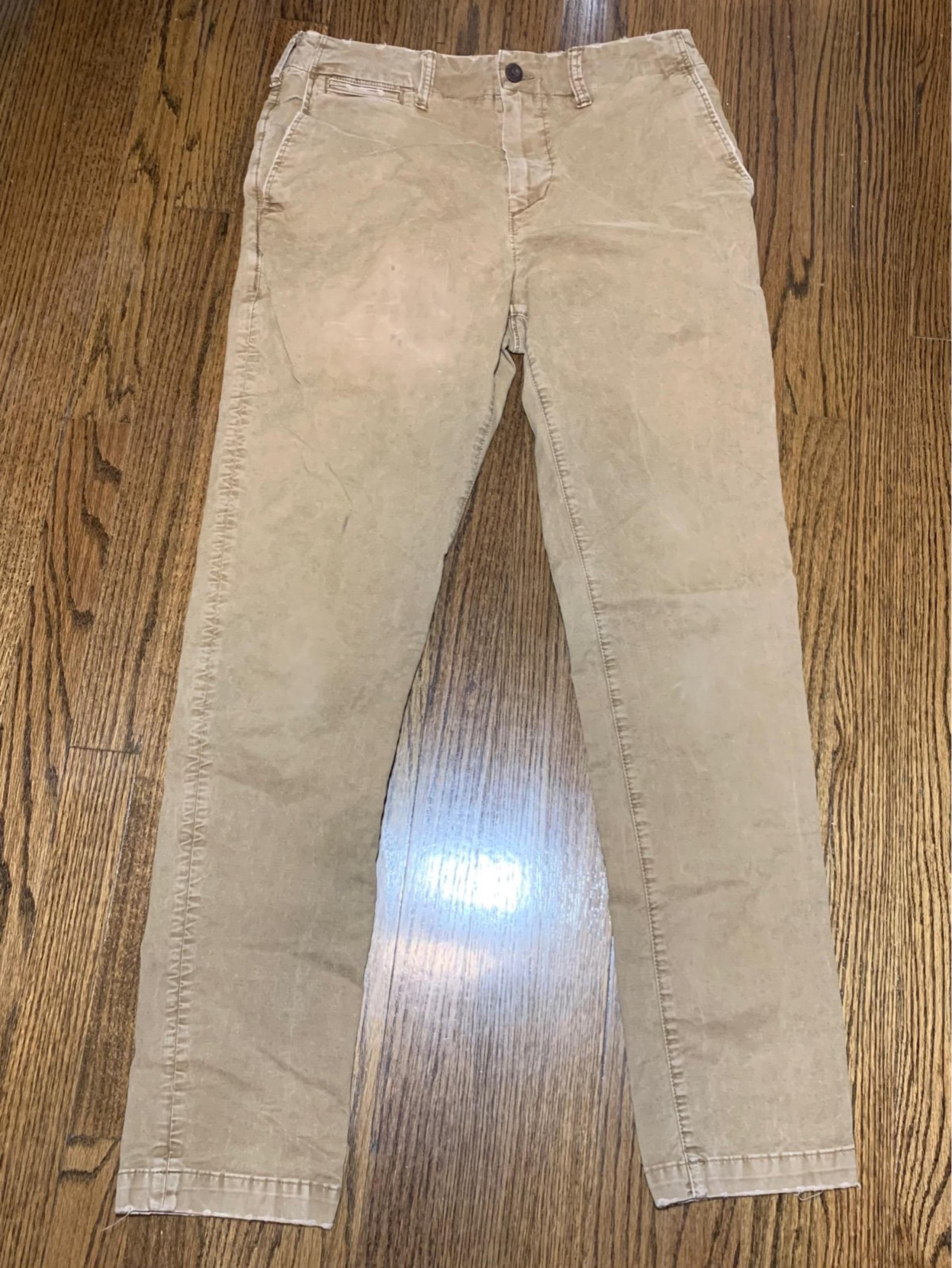 American Eagle Mens Flex Slim Brown Tan Khaki Chino Pants Tag Size 32x34