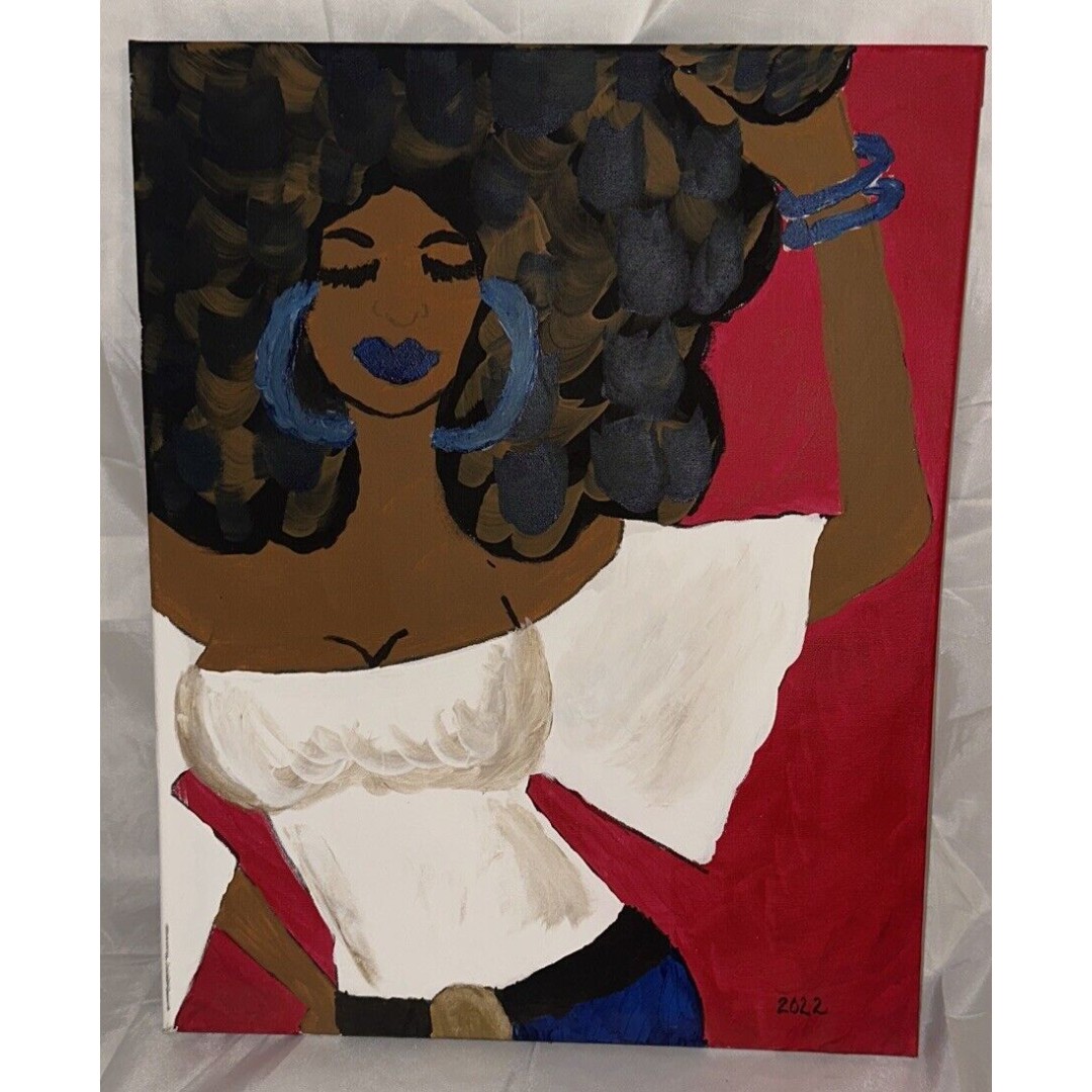 African American Canvas Wall Art Framed Girl Woman Queen Lady Pictures Decor for