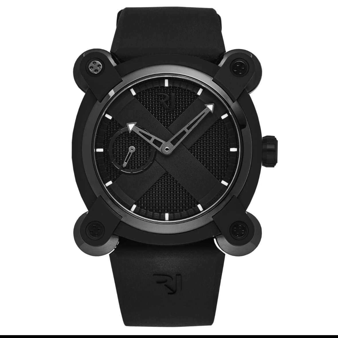 Romain Jerome Men's 'Moon Invader' Air-Moon DNA Black Dial Black Rubber Strap Sw