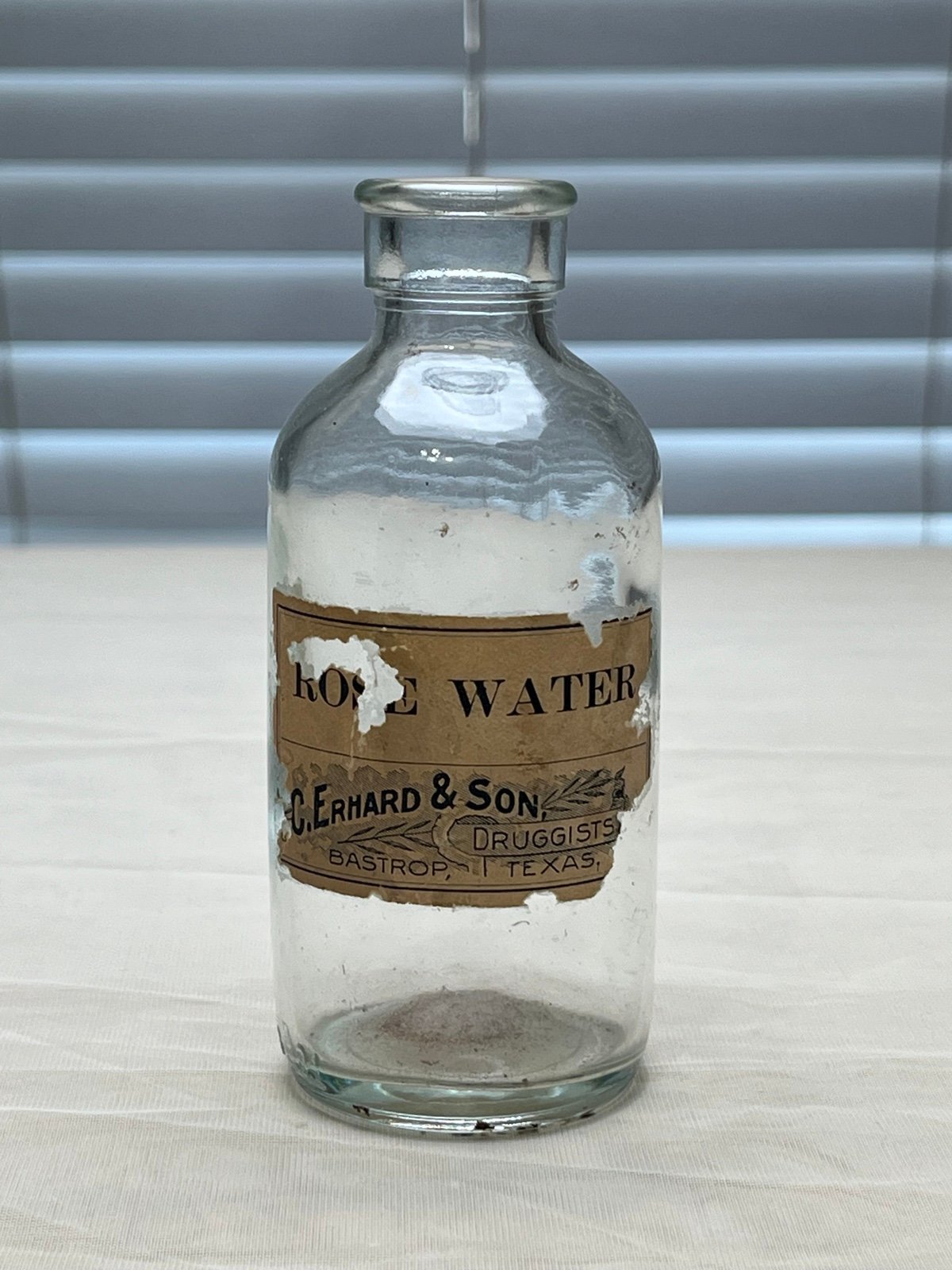 Antique Apothecary Rose Water Pharmacy Glass Bottle Laboratory Rare Texas