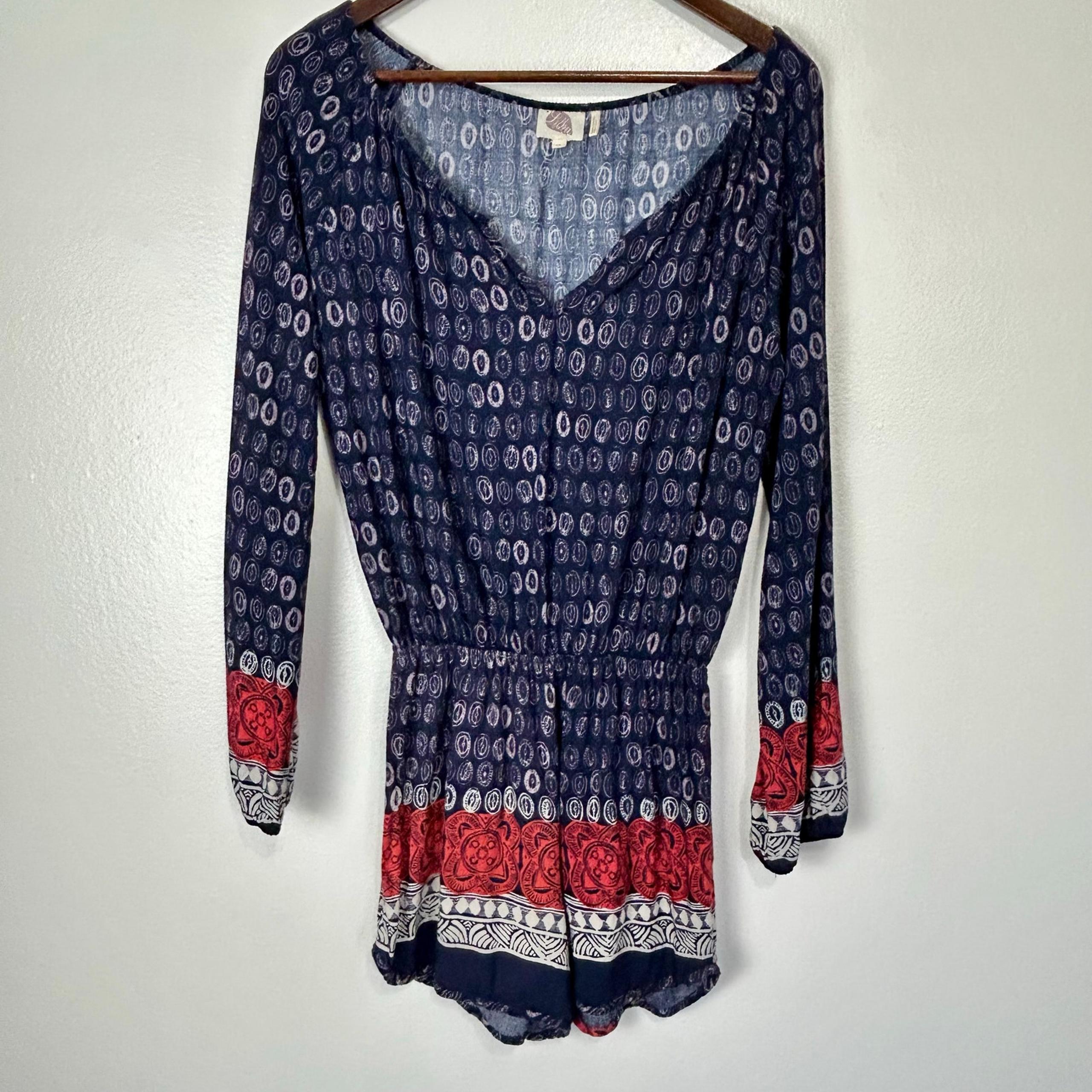 Lilka Romper Anthropologie XS Womens Long Sleeves One Piece Blue Lightweight