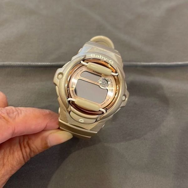 Casio Womens Water Shock Resistant Baby G Digital Wristwatch Cream Rose Gold