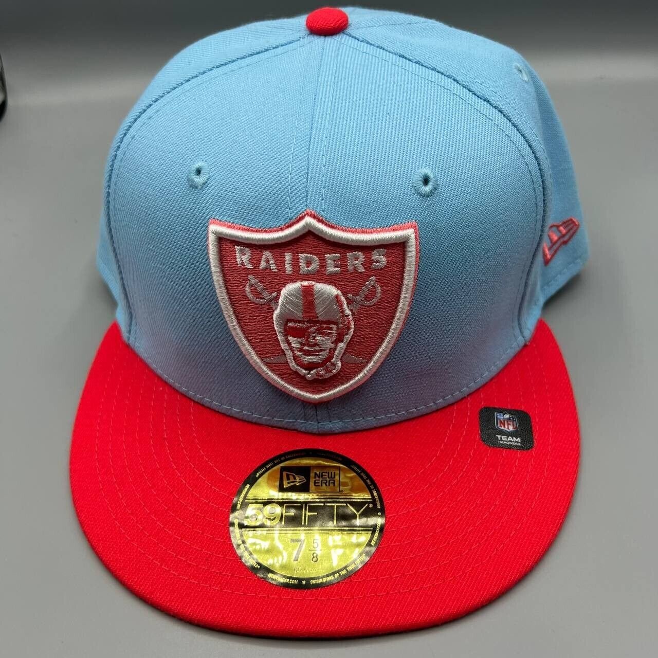 Las Vegas Raiders Hat Men 7 5/8 Blue Red 9Fifty New Era NFL Fitted Cap New