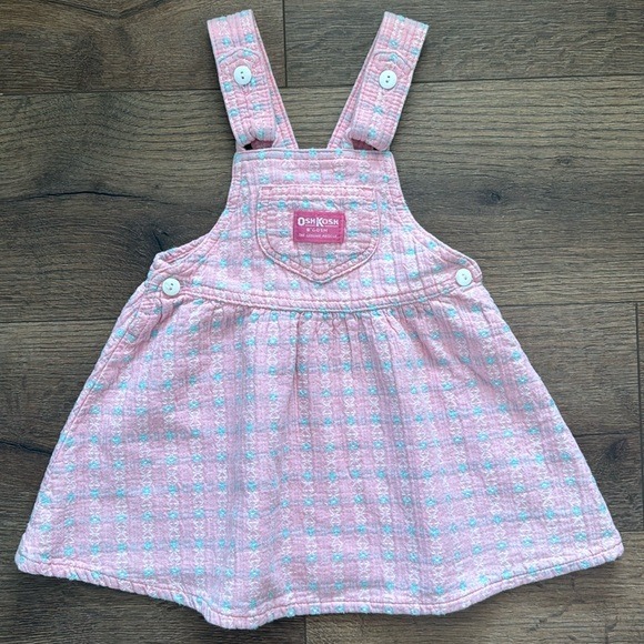 RARE Vintage OshKosh Floral Jumper Flower Dress 4T