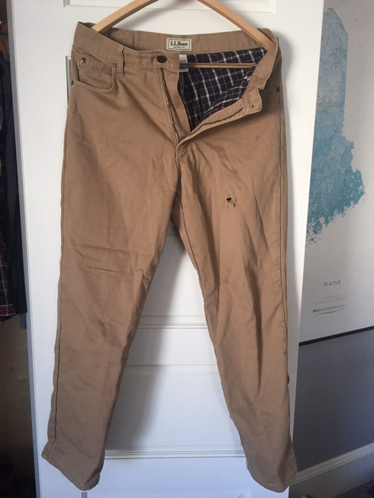 LL beans mens flannel lined chinos imsulated
