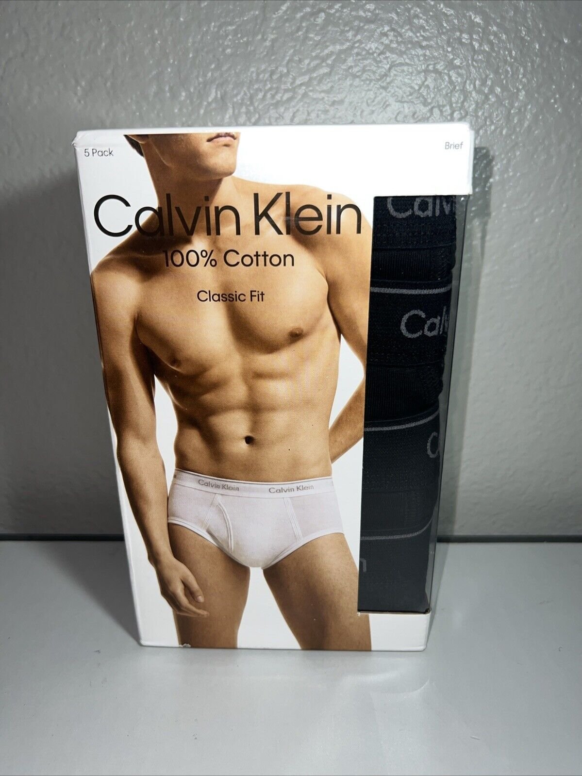 Calvin Klein Men's Cotton Classics 5 Pack Briefs Size Large Black