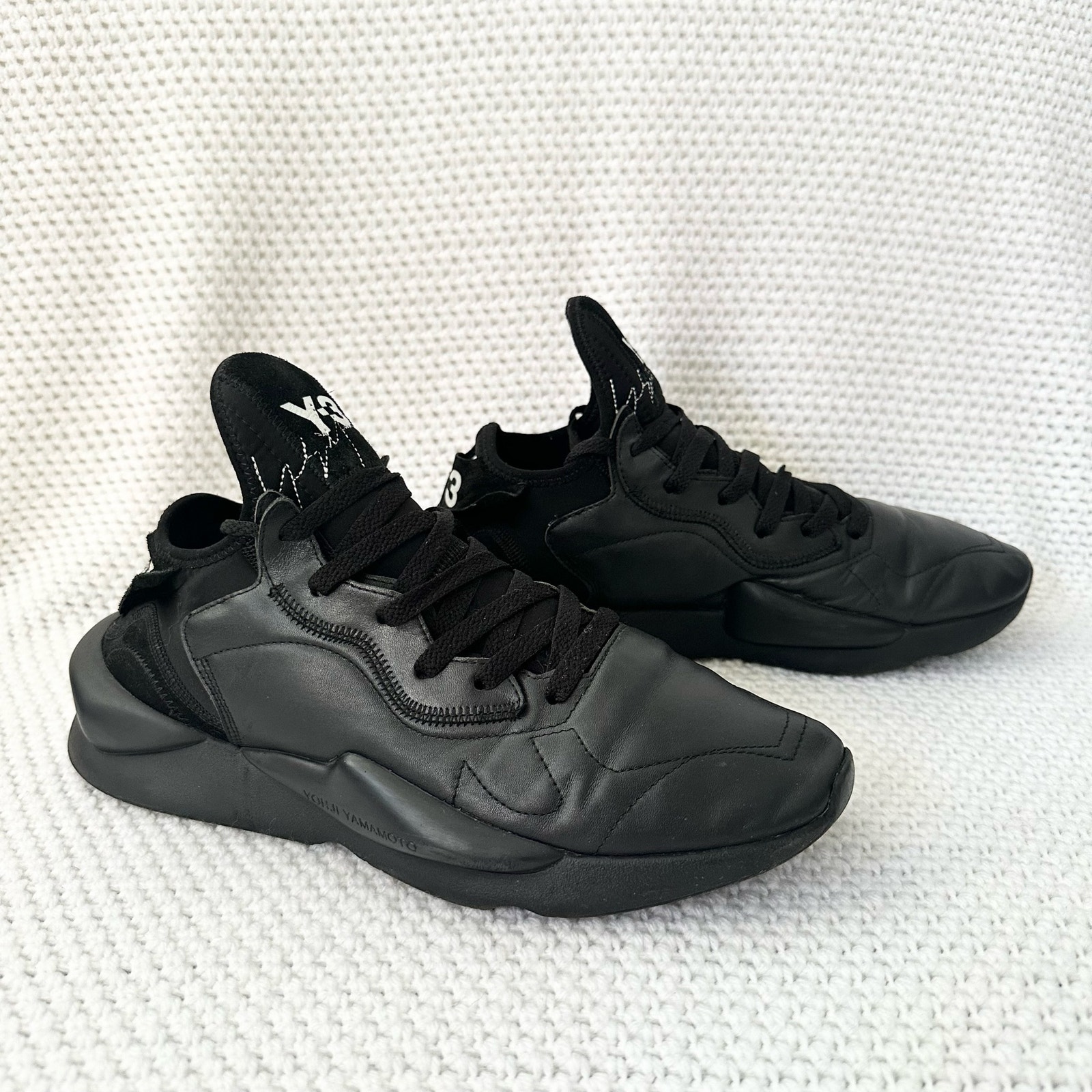Y3 Yohji Yamamoto Kaiwa Black Leather Sneakers Men 10
