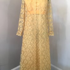 Yellow Lace Dress with Sheer Lace Overcoat