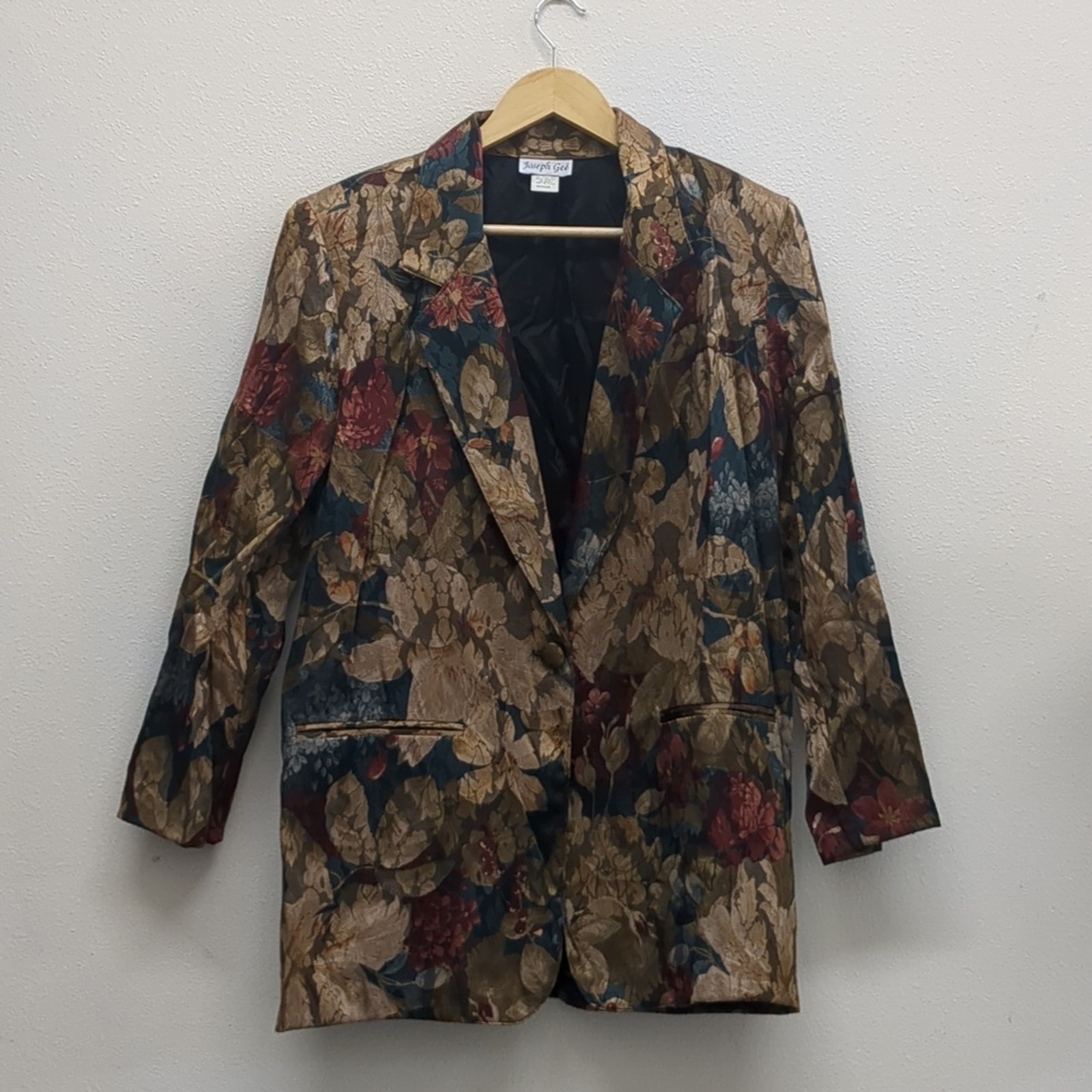 Joseph Gee brown vintage floral blazer size M
