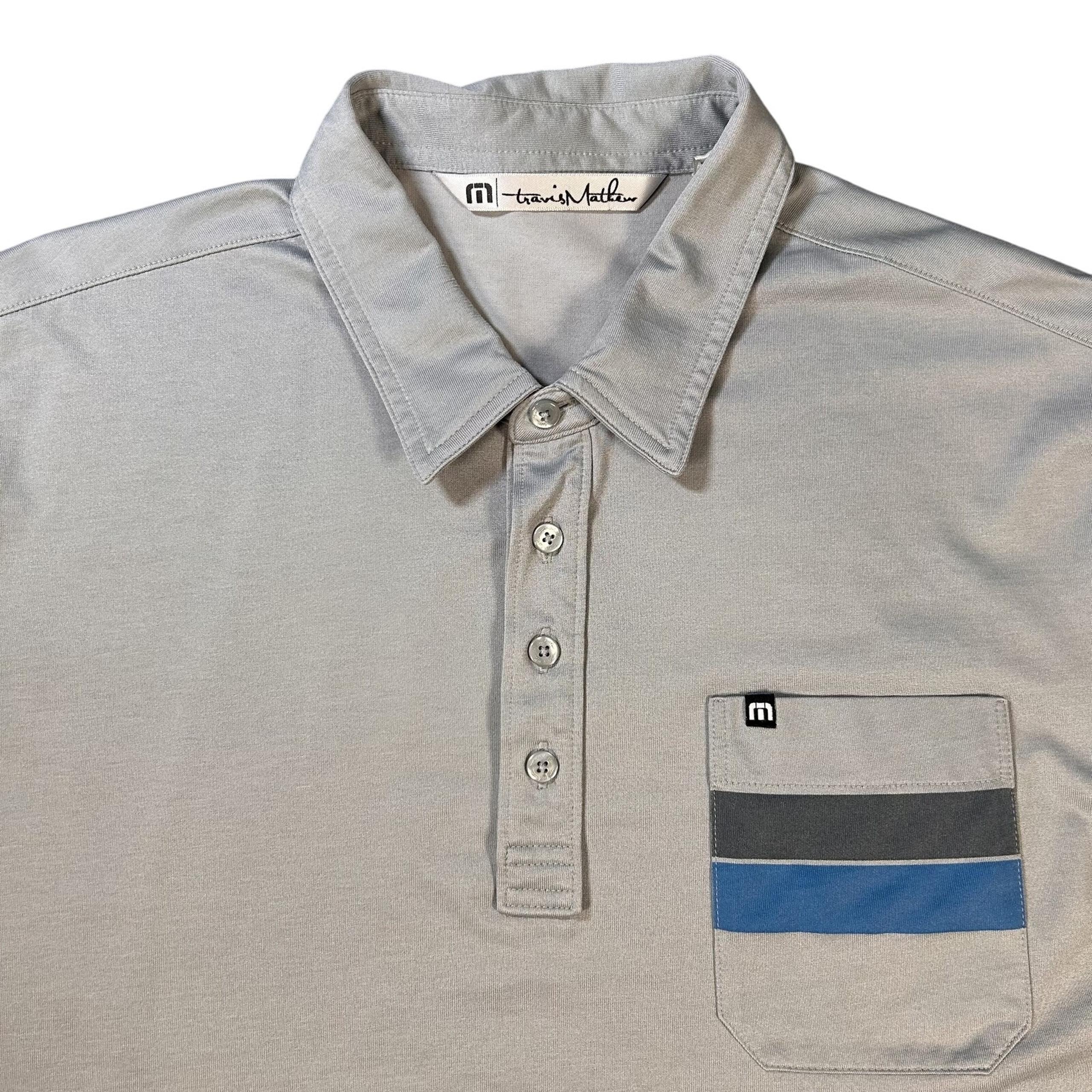 TravisMathew Polo Shirt Mens XL Stripe Golf Performance Casual Lightweight