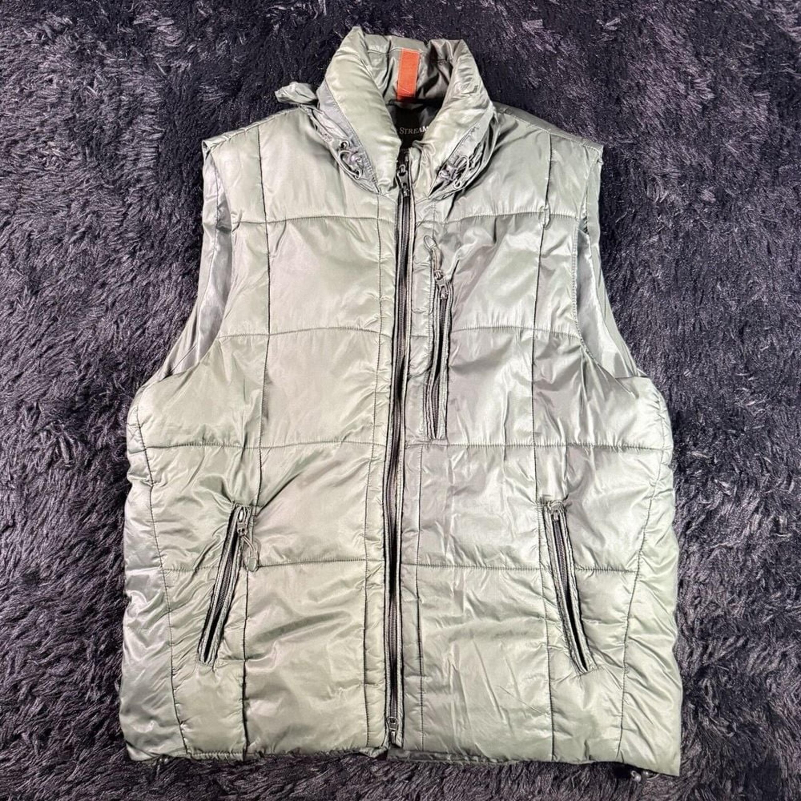 Field & Stream 1871 Quilted Puffer Vest Packaway Hood Olive Green Sz L Gorpcore
