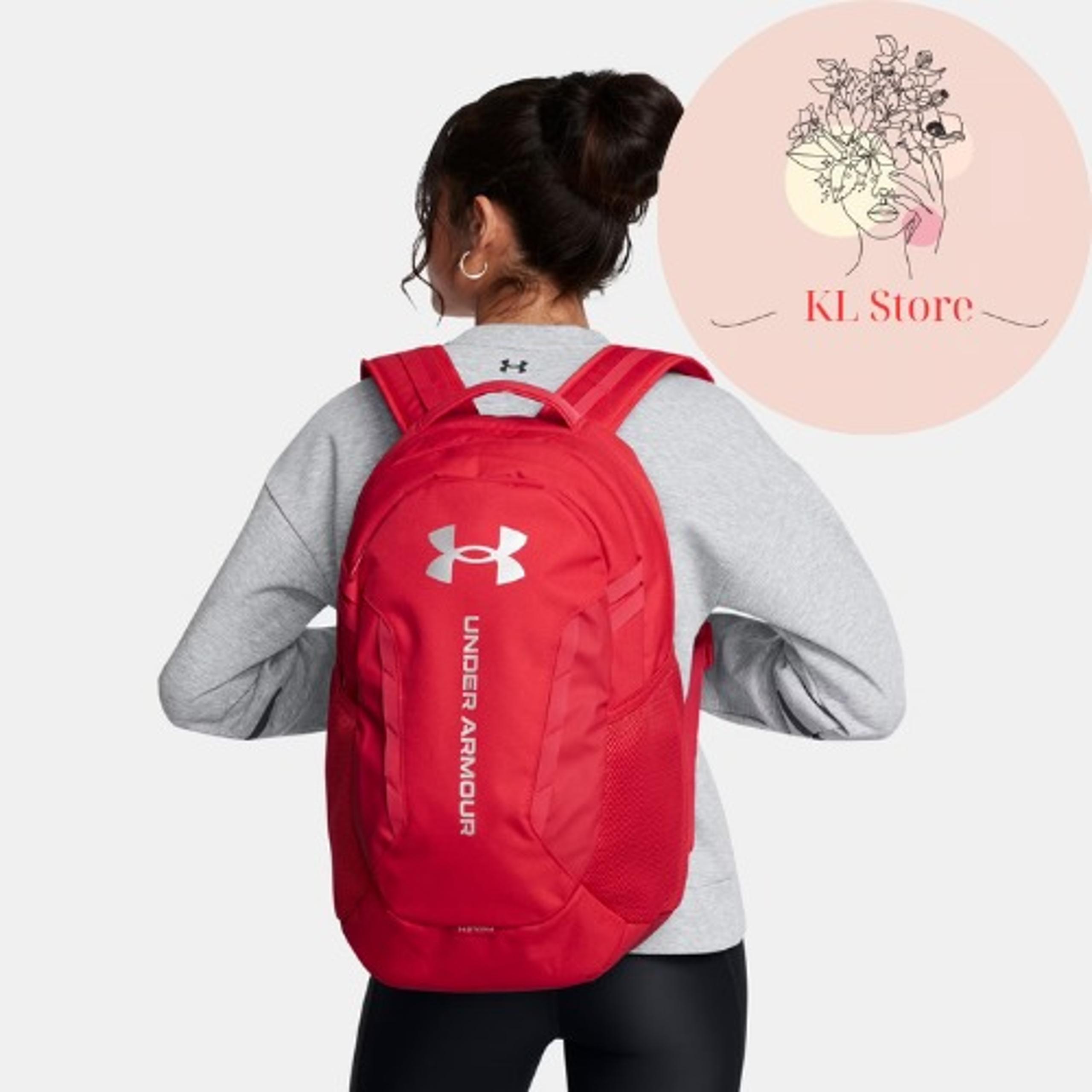 NWT Under Armour Hustle 6.0 Backpack | Red/Metallic Silver-600 UND55