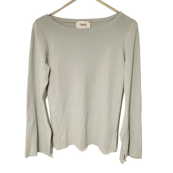Charli Size Small Light Green Jersey Knit Bell Sleeve Top