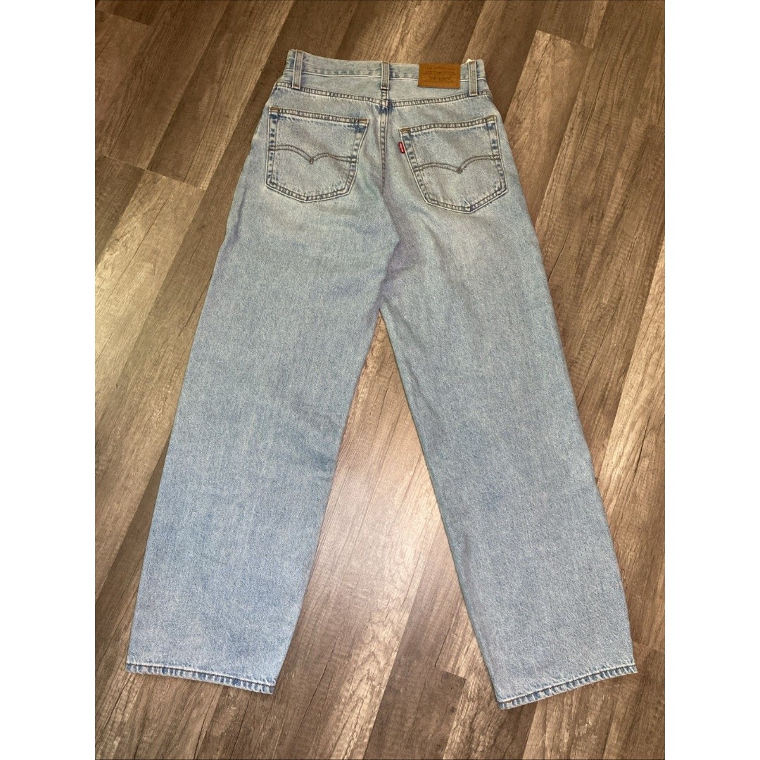Levis Premium Jeans Womens 25 x 29 Blue Baggy Dad Wide Leg Flare Denim Big E
