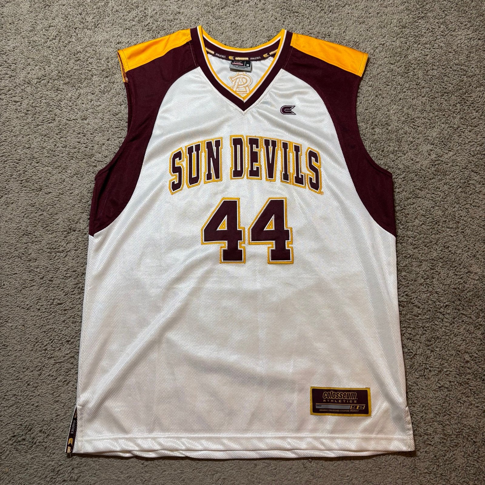 Vintage Colosseum Arizona State Sun Devils White Stitched Basketball Jersey M