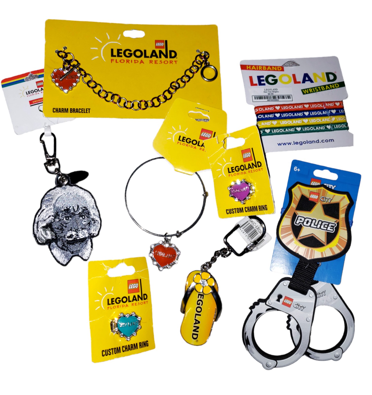 Legoland Florida Jewelry Bracelet Ring Shoe Charm Keychain Play Handcuffs NEW