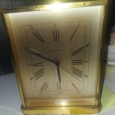 Vintage Tiffany and Co. Brass Desk Quartz Clock