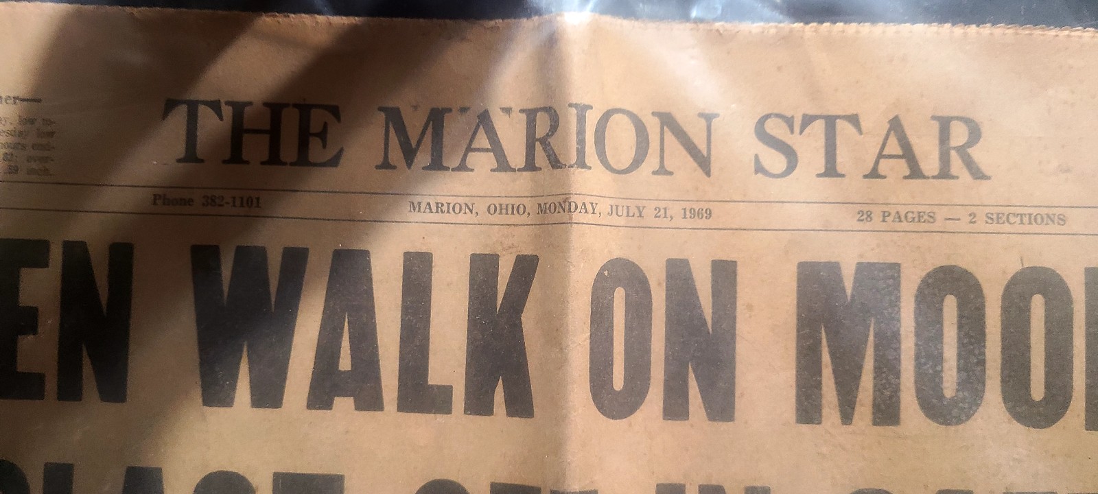 Newspaper 1st walk on moon 7/21/1969 full