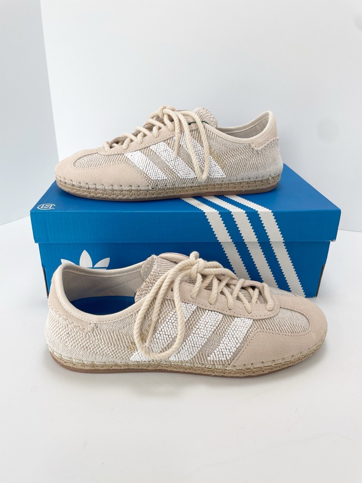 Adidas originals by Edison Chen clot gazelle Cream and white espadrilles sneaker