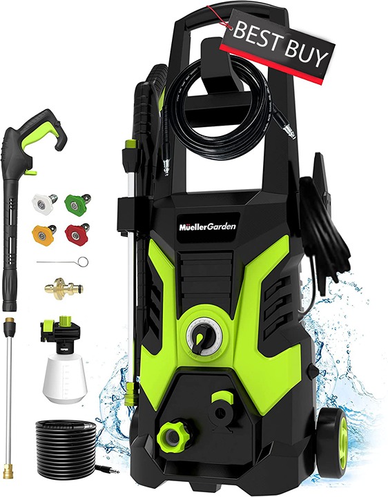 2000 PSI Pressure Washer with 4 Spray Nozzles, Foam Cannon, 23 FT Pressure Hose