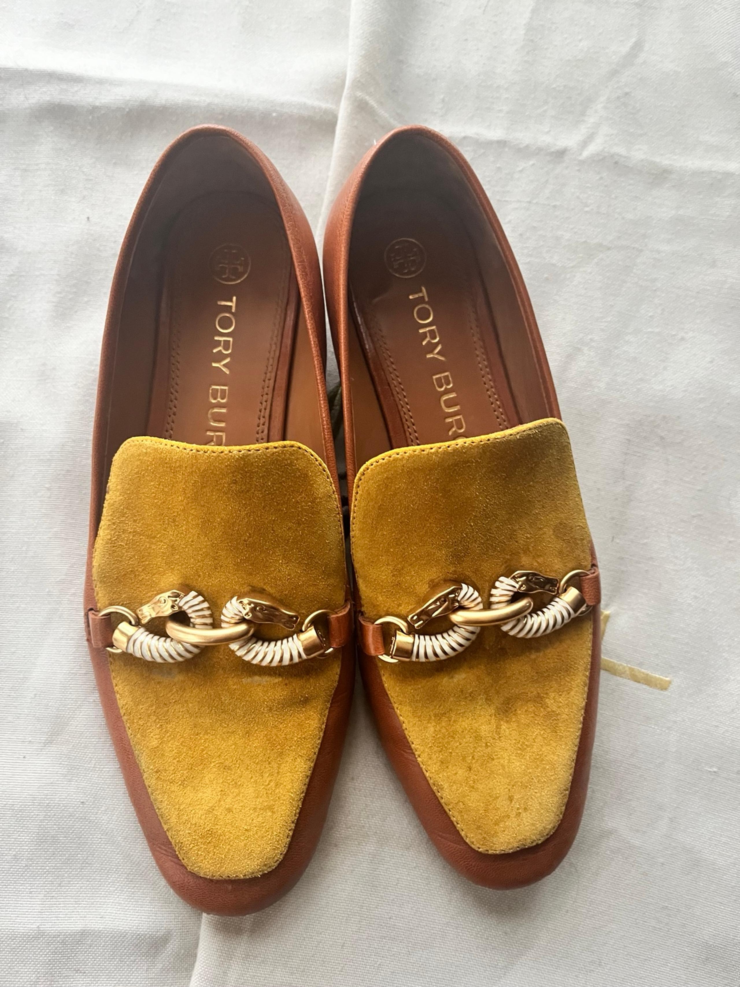Tory Burch Jessa Loafer Womens size 7 Leather & Suede Slip-On Loafer shoes.