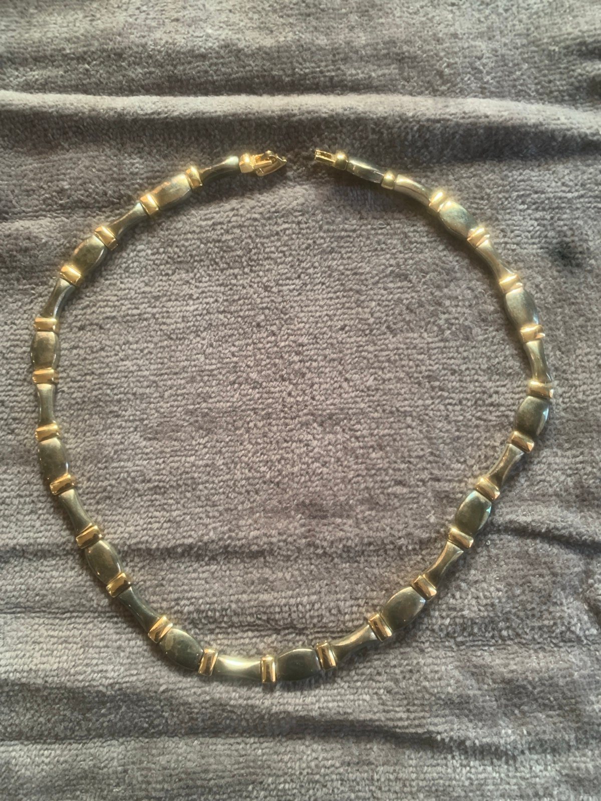 Vintage silver and gold tone bamboo necklace