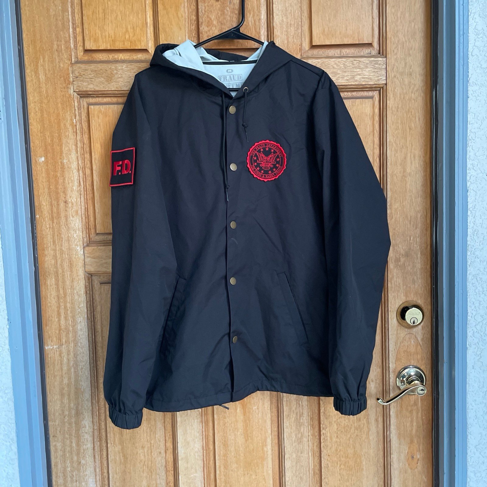 Jim Jones Fraud Department Hoodie Windbreaker Work Jacket - Black Official