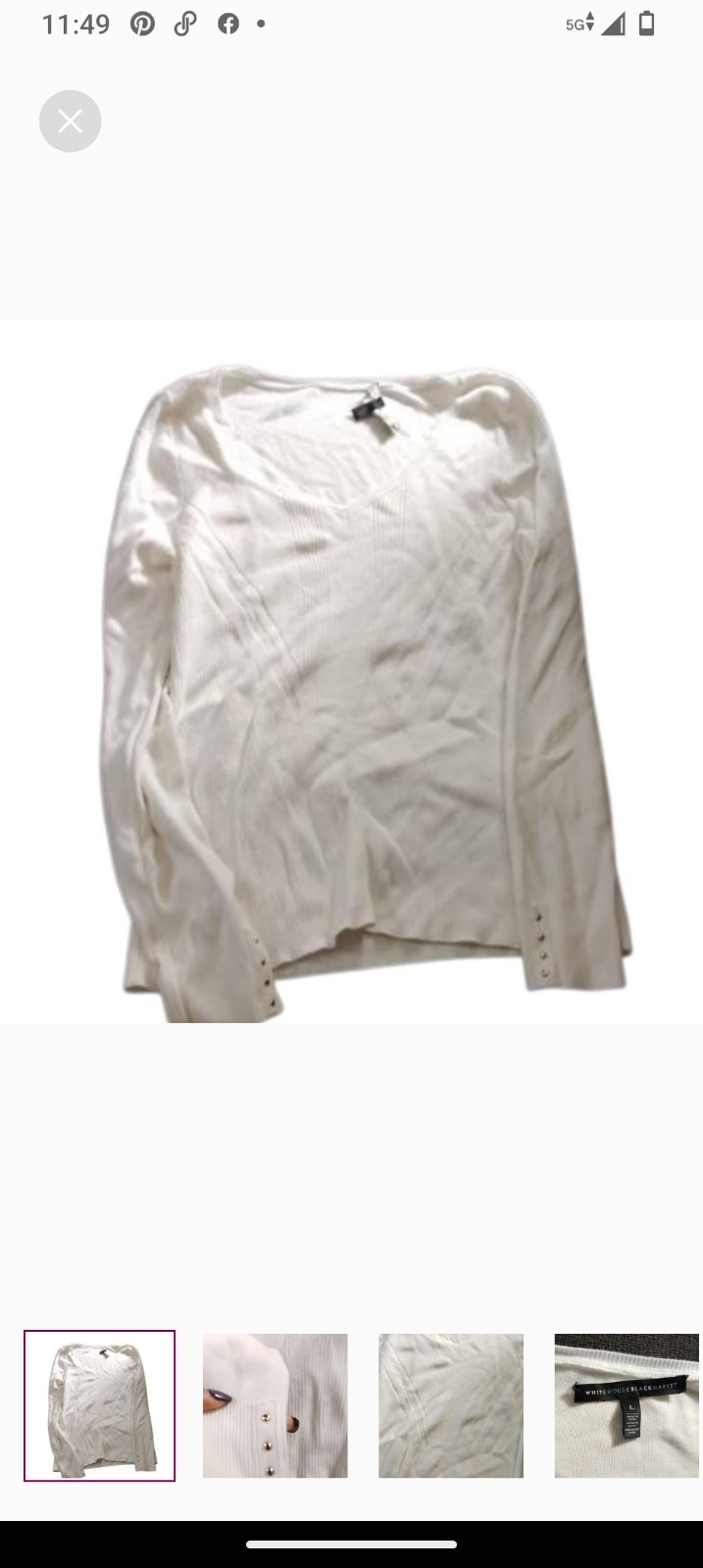 White House Black Market cream v-neck sweater, (tag unstitched on one side)