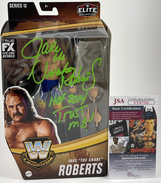 WWE Jake The Snake Roberts Signed Mattel Legend Elite Wrestling Figure B JSA COA