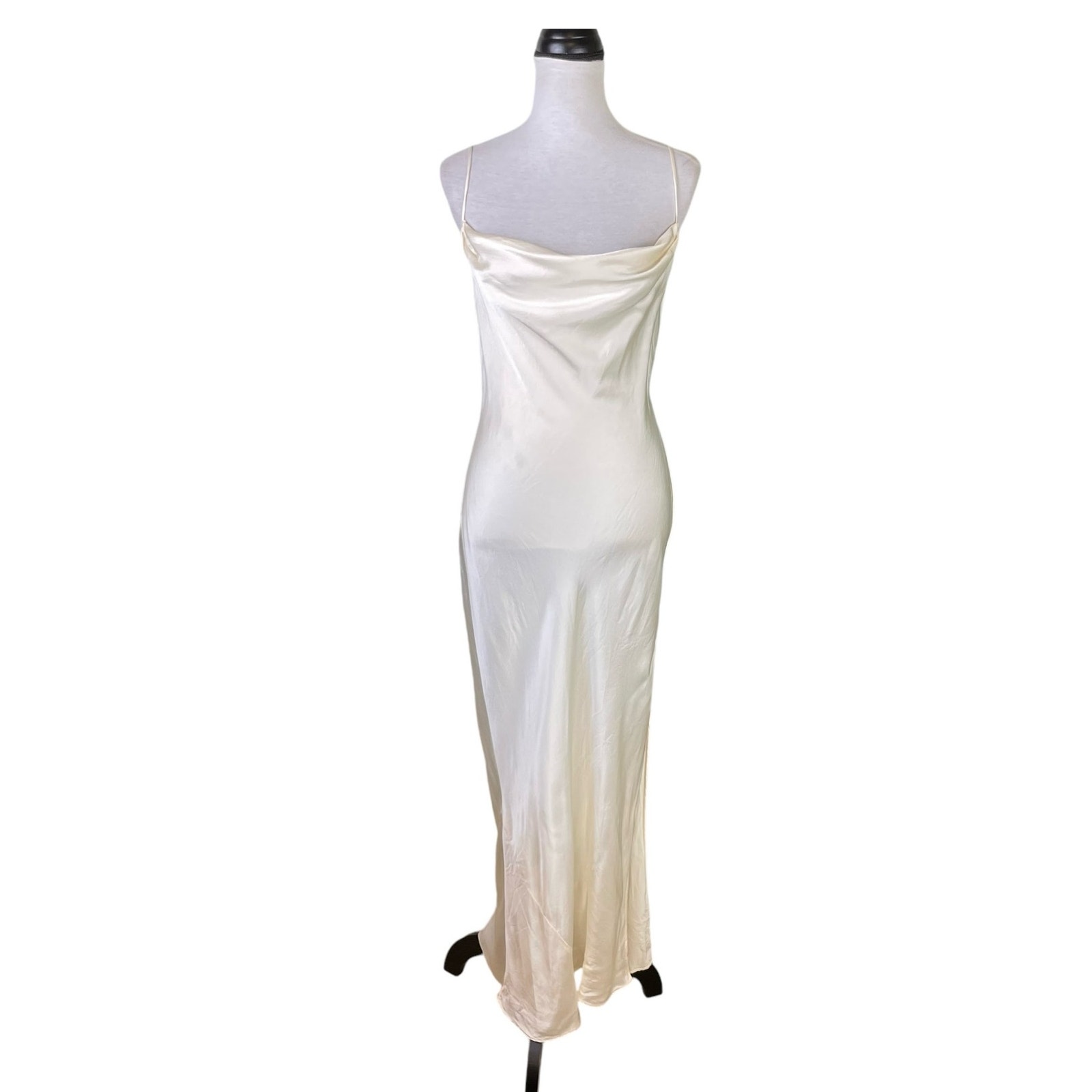 Victoria’s Secret Ivory Cream 100% Silk Drape Neck Maxi Slip Dress Nightgown