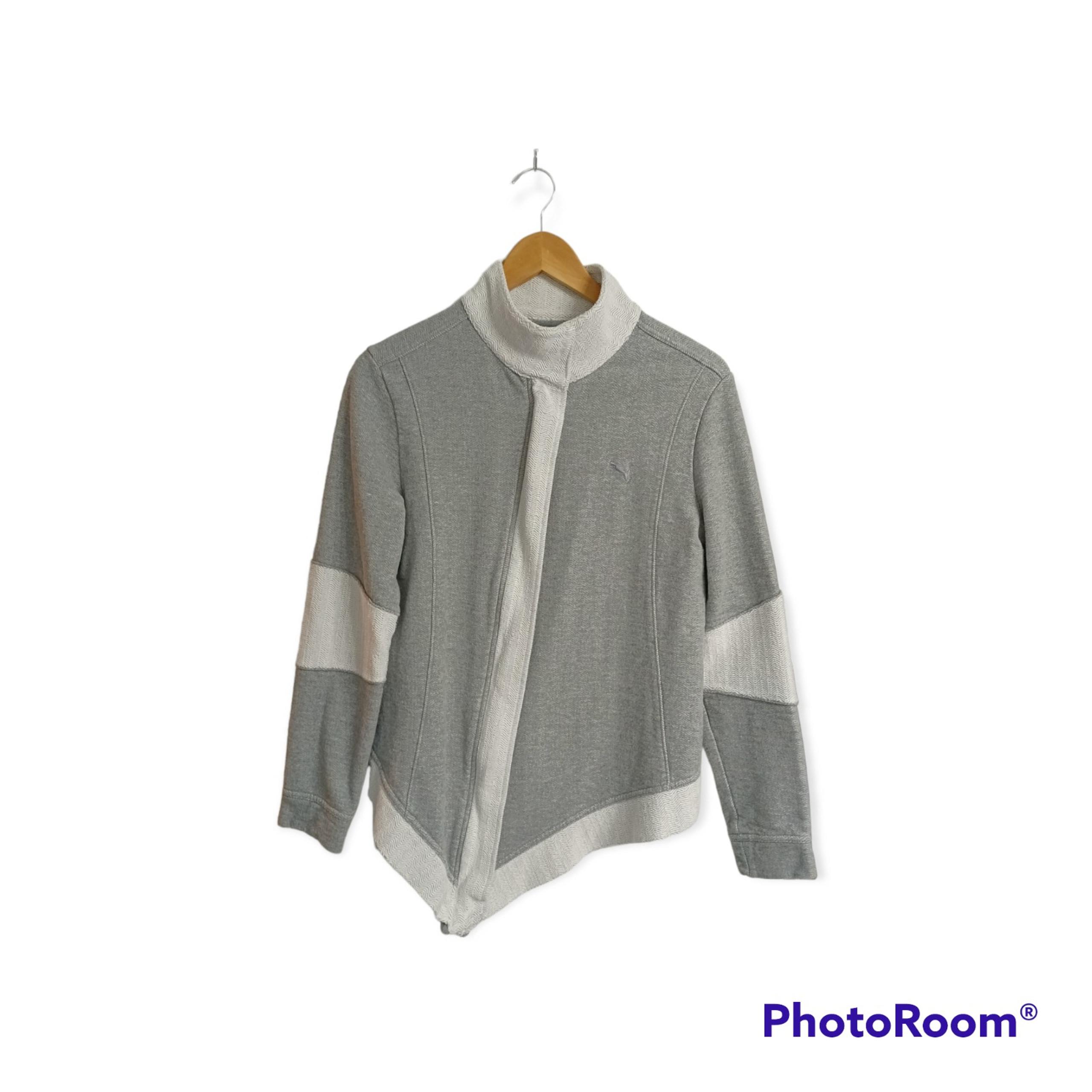 Puma Grey Herringbone Asymmetrical Zipper Jacket