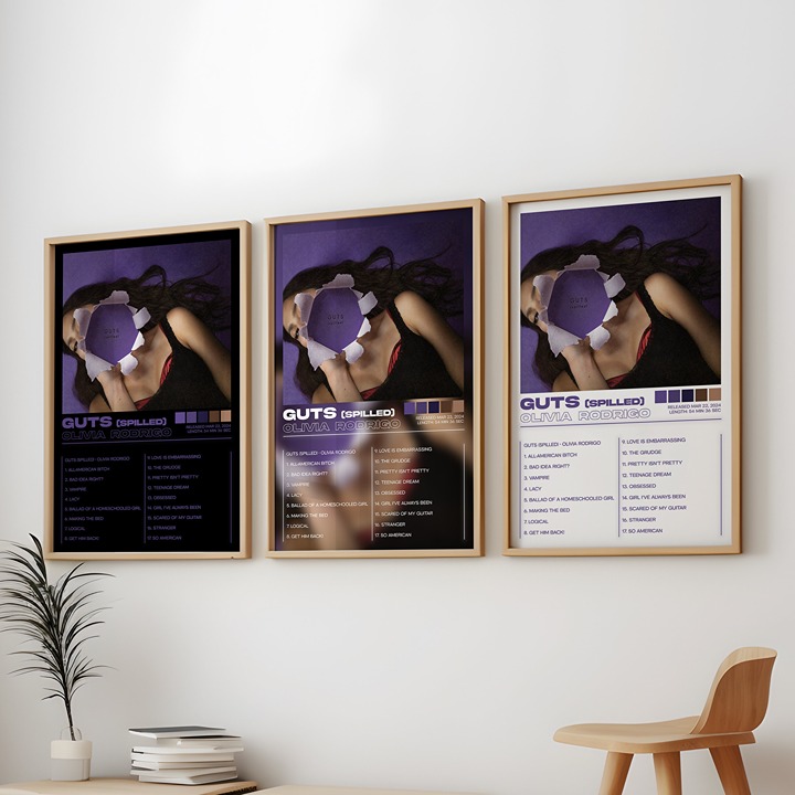 Guts Spilled Posters 3 Pack, Guts Spilled Album Art Cover Wall Print Painting, O