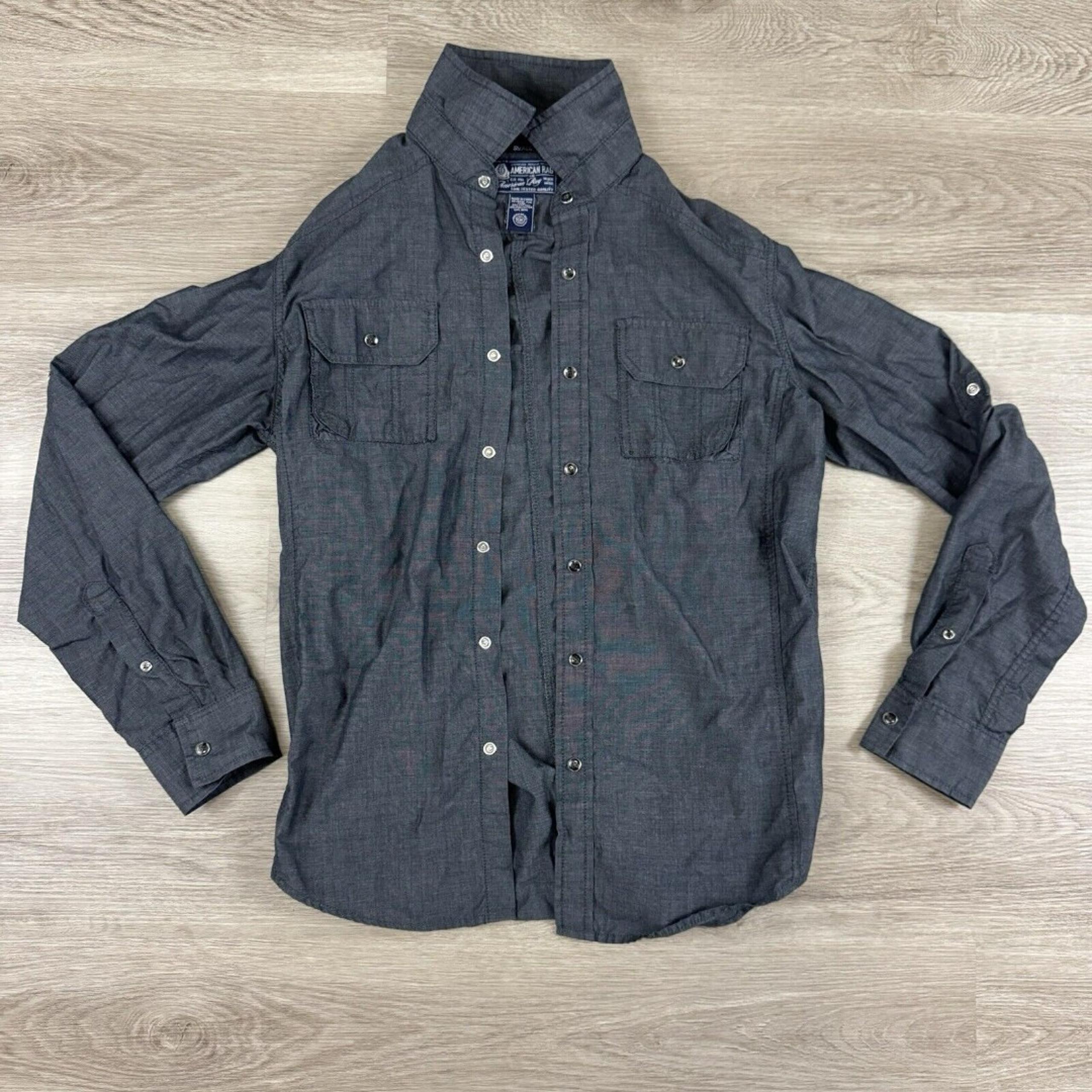 American Rag Men's Long Sleeved Solid Color Blue Shirt - Small Fall Winter