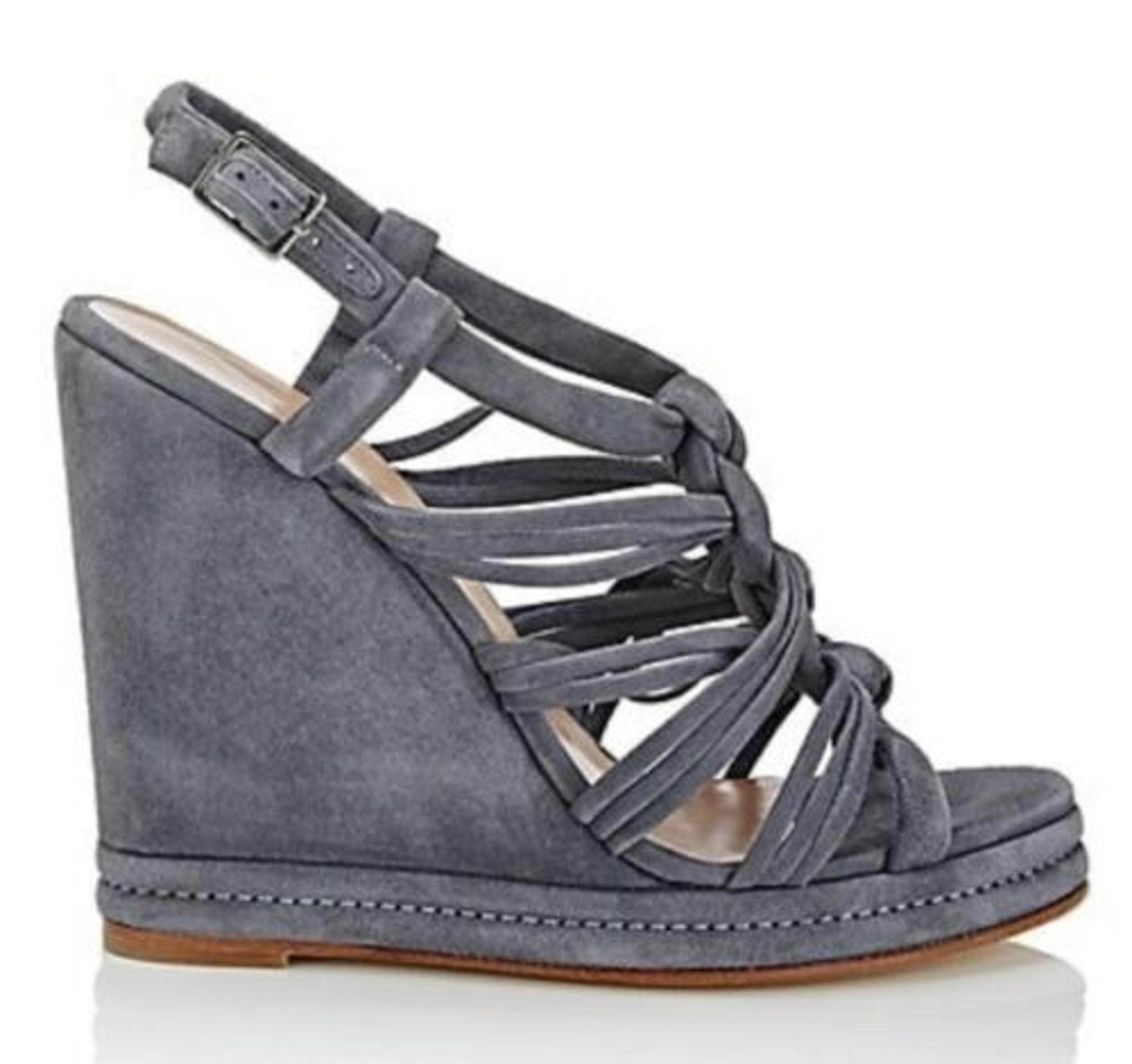NIB $325 BARNEYS NEW YORK Knotted Strap Suede Platform Wedge Sandal Sz 7