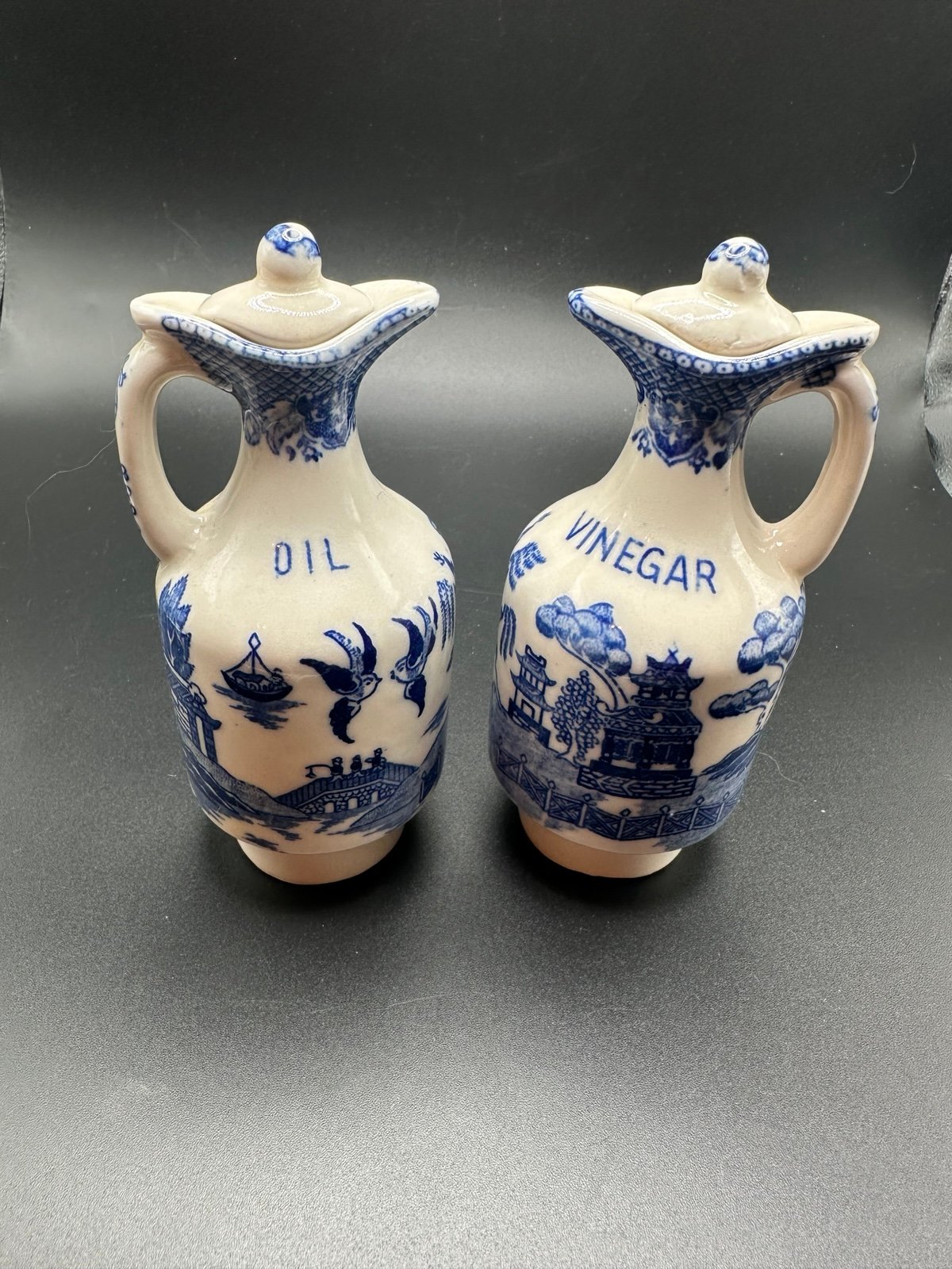 Blue Willow Oil and Vinegar Cruets