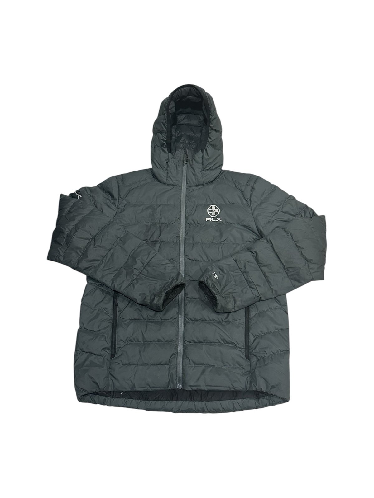 RLX Ralph Lauren Lightweight Puffer Down Jacket Gray Nylon Sz Medium Golf Coat