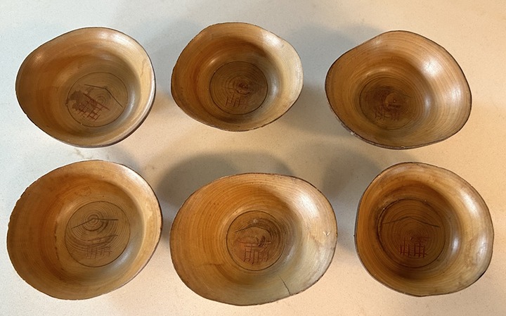 Wooden Mini (1 1/4” Tall) Set of 6 Bowls