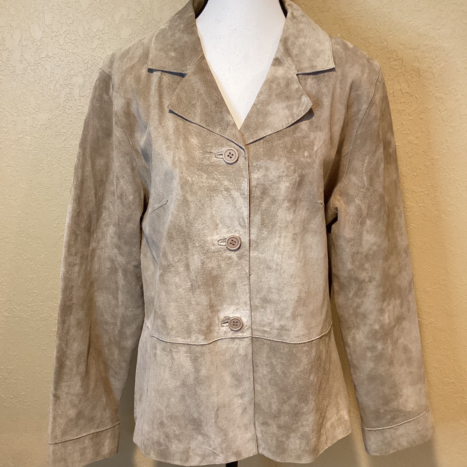 Brandon Thomas Vintage Women's XL Tan Genuine Suede Leather Jacket Blazer