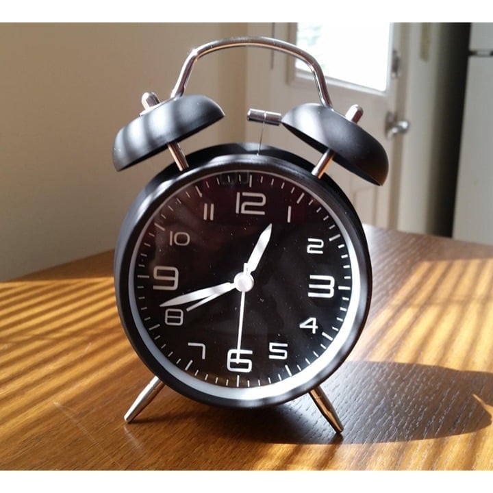 New 4 inch Twin Bell Backlight Super Loud Alarm Clock for Heavy Sleepers - Black