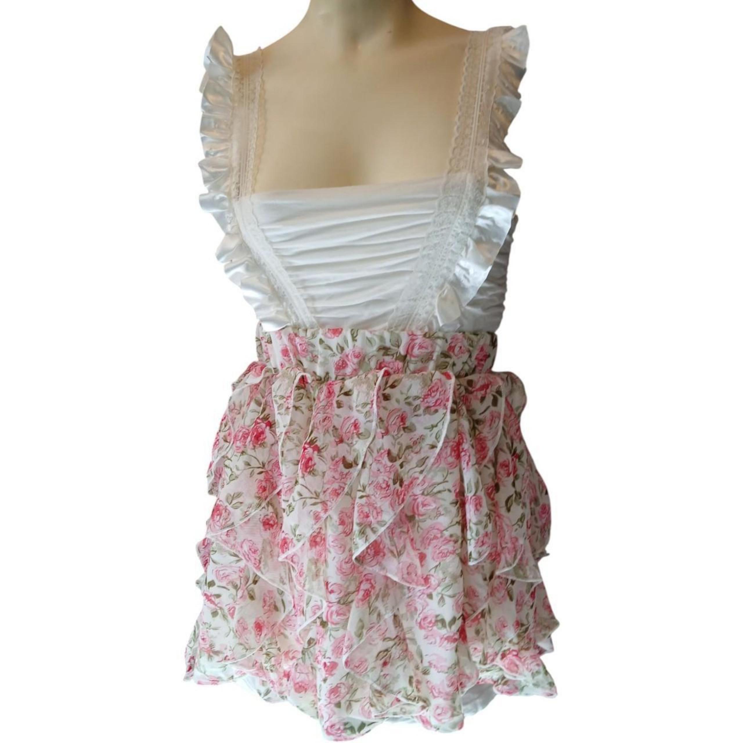 Y2K era Wet Seal coquette girl rose floral ruffle mini skirt size XL