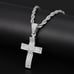 2ct Diamond Mens 14K White Gold Cross Rope Chain Necklace New 14K Silver Jewelry