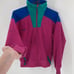 Vintage 90s Columbia Color Block sweater 80s bold radial sleeve pink sz M