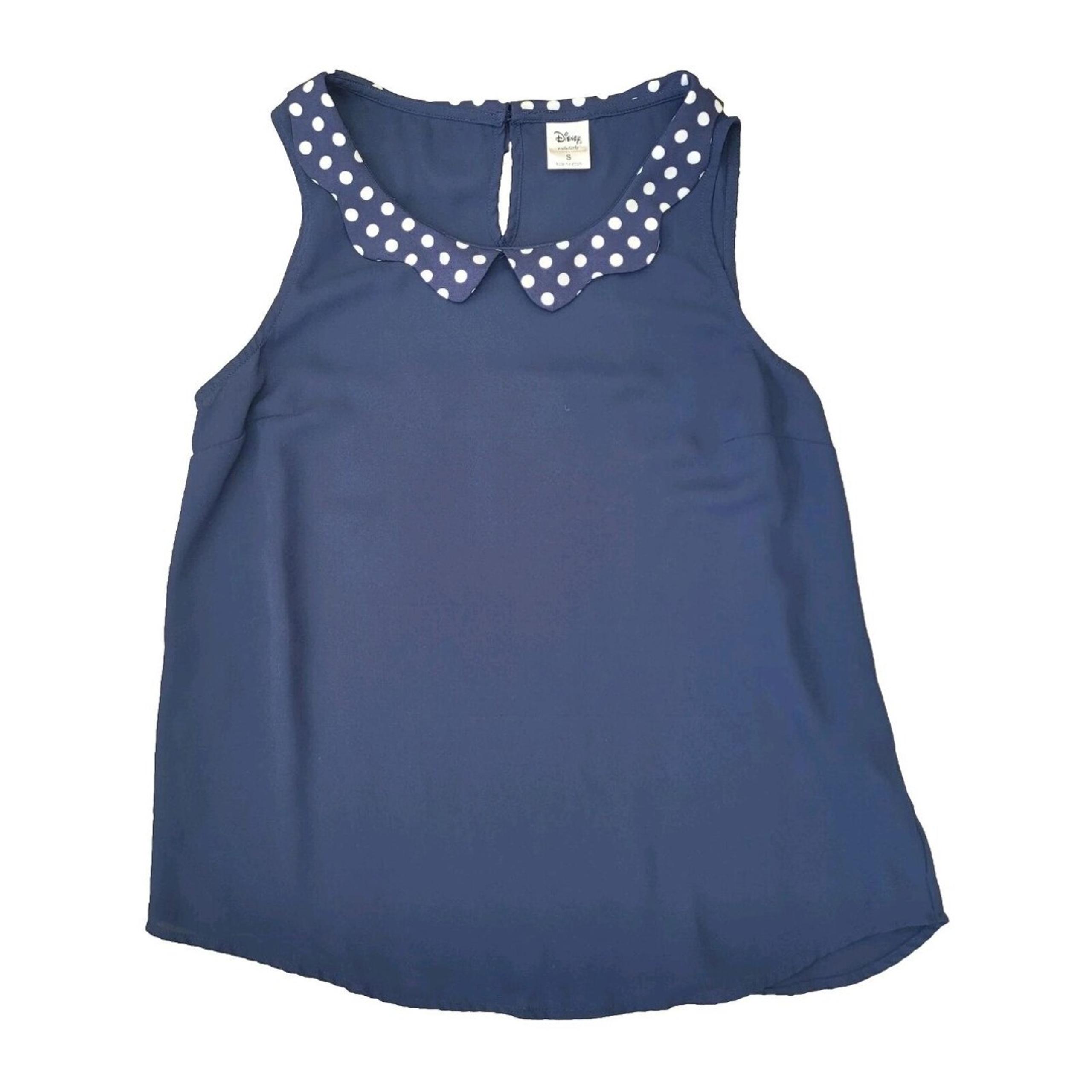 Disney LC Lauren Conrad Women's Minnie Mouse Polka Dot Blue Blouse Size Small S