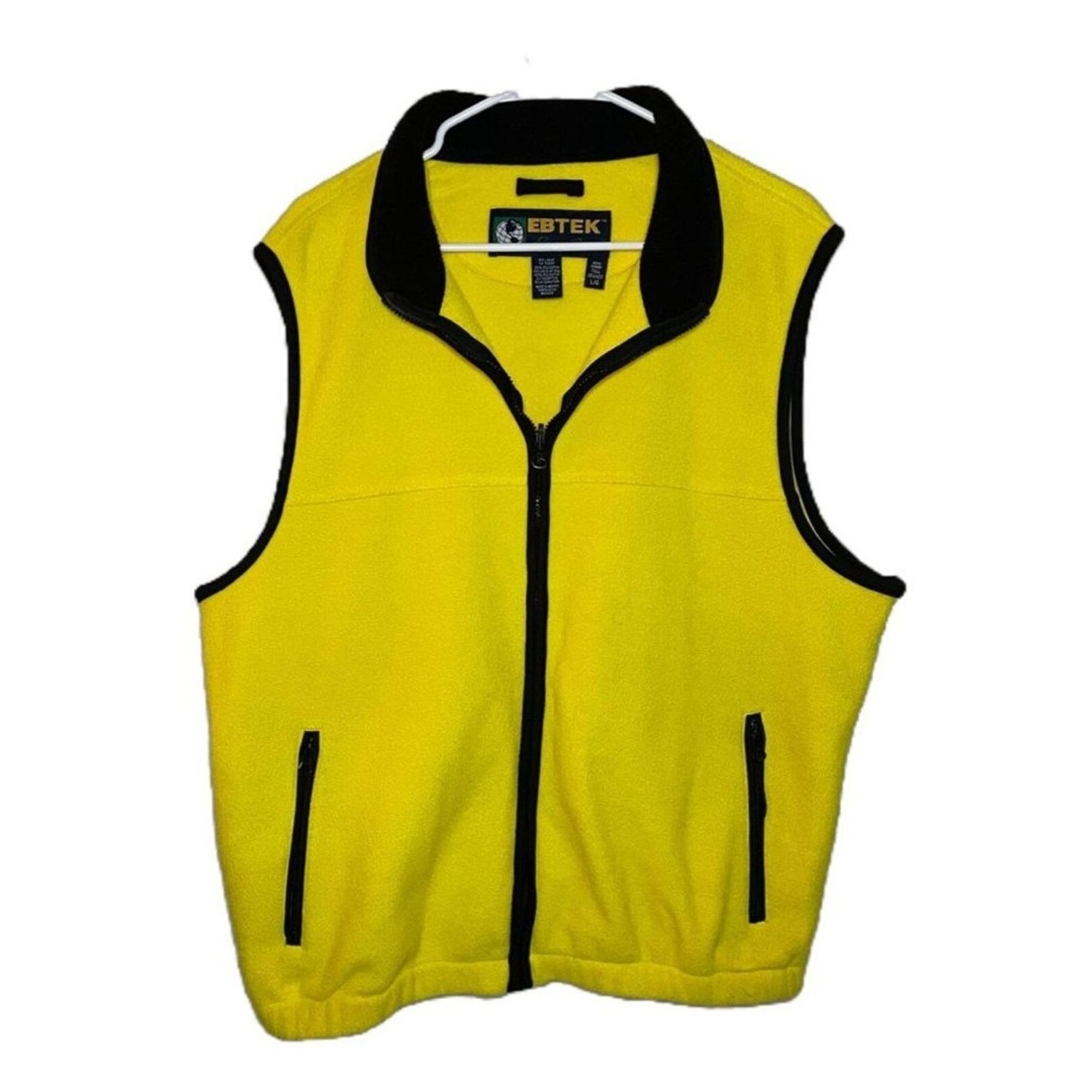 Eddie Bauer EBTEK Outer Vest Full Zip Fleece Polyester Vintage 90s Yellow Men L