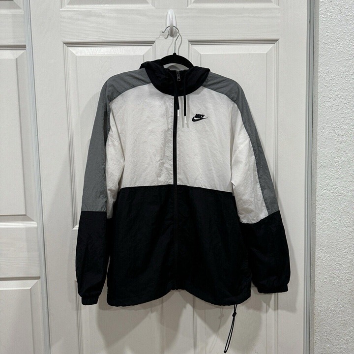 Nike Windrunner Windbreaker Jacket Men’s M White Black Colorblock Running